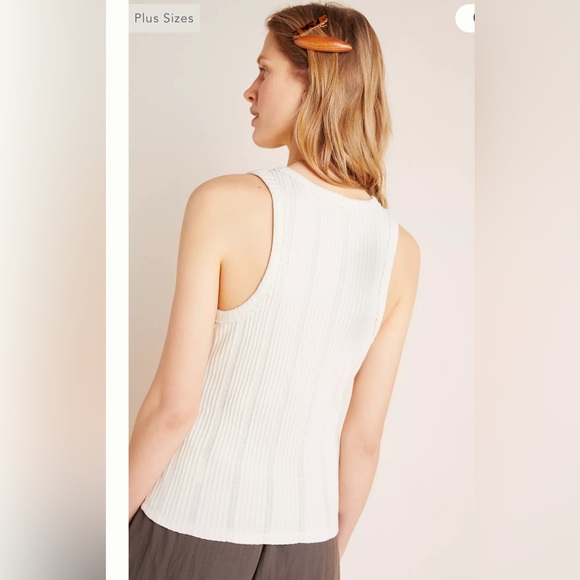 Anthropologie Robin Ribbed Tank Top Ecru XS - Picture 3 of 8